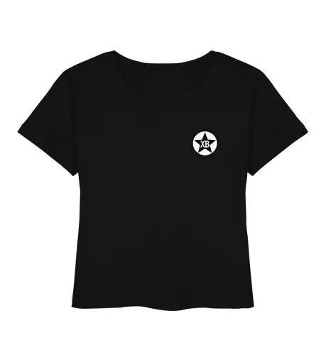 Schwarzes Premium Rock T-Shirt für Frauen mit XB Logo aus 100% Bio-Baumwolle und einer Grammatur von 180g/m².