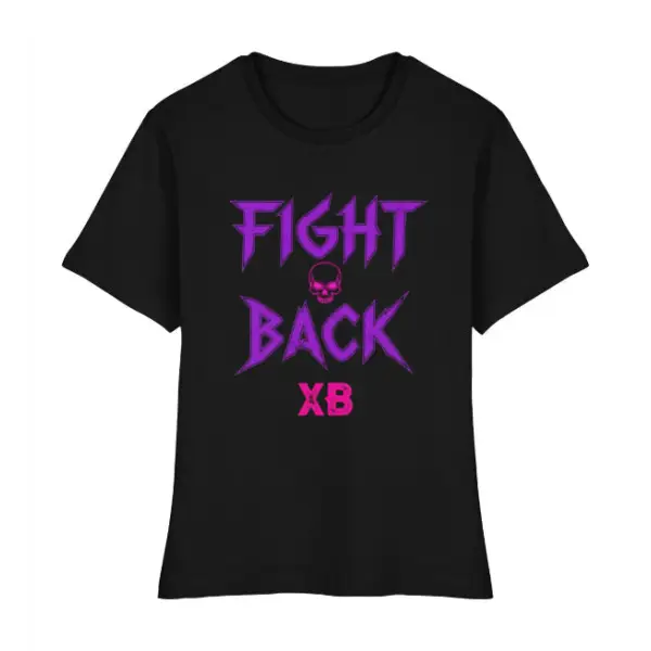 Rock T-Shirt für Frauen mit Fight Back Design Violett.