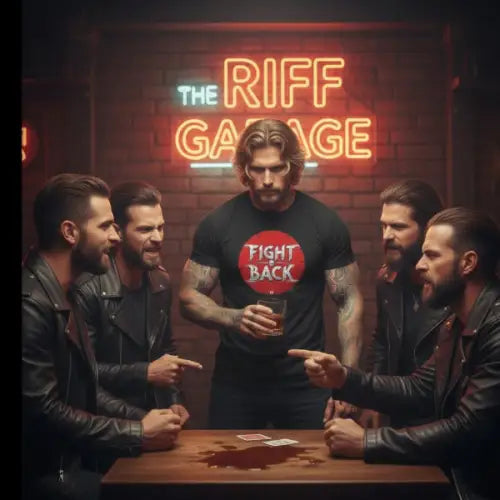 Männer streiten, einer von ihnen trägt Premium Rock T-Shirt für Männer mit Fight-Design.