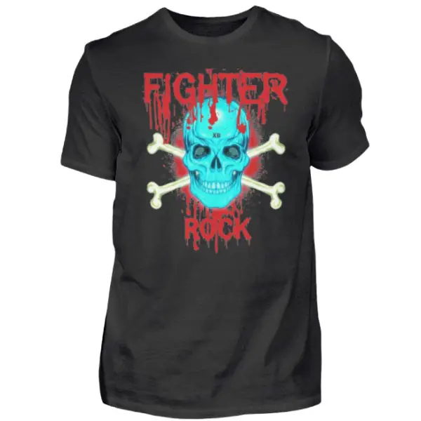 Rock T-Shirt für Männer mit Skull-Fighter Design.