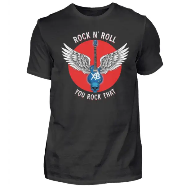 Rock T-Shirt für Männer mit komplexem Design, Flying-Guitar.