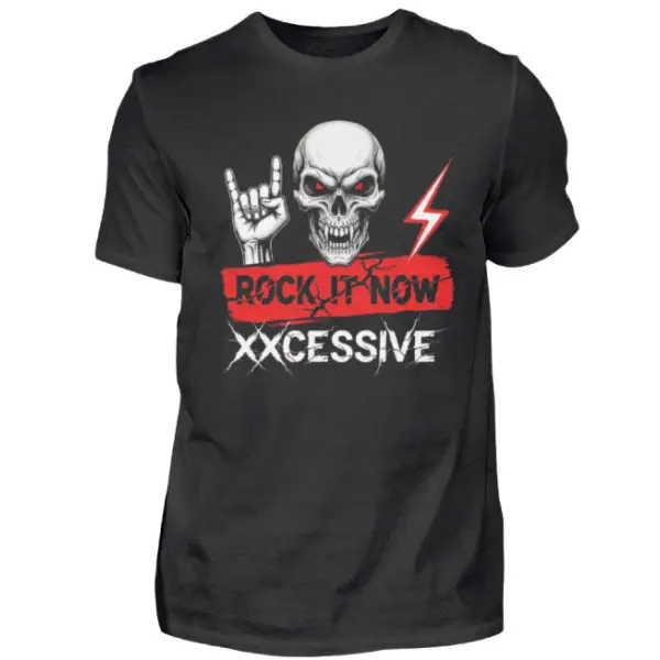 Rock T-Shirt für Männer mit Skull-Devilshorn Design, ROCK IT NOW.