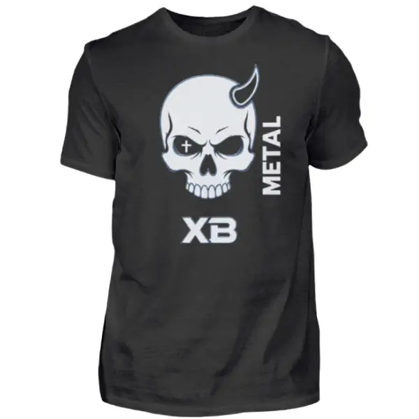 Rock T-Shirt für Männer mit Skull-Metal Design in weiß.