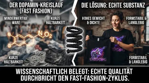 Dein Premium Rock T-Shirt & Dopamin - Wissenschaftliche Fakten zur Psychologie des Fast-Fashion-Konsums und wie echte Textilsubstanz den Kreislauf durchbricht.