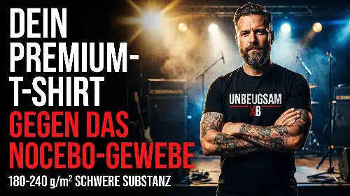Dein Premium Rock T-Shirt gegen das Nocebo-Gewebe: Schwere gekämmte oder Bio-Baumwolle von 180 bis 240 g/m² für maximale Haltung. Propriozeption und textile Substanz ohne Kompromisse.
