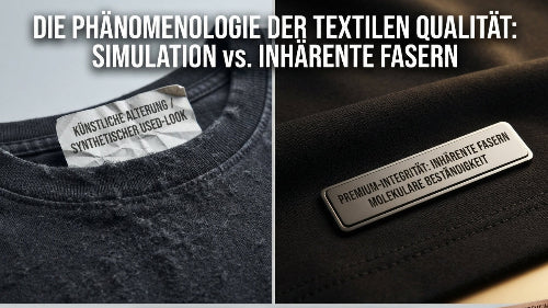Visueller Vergleich beim Premium Rock T-Shirt: Künstlicher Used-Look vs.inhärente Faser-Integrität.