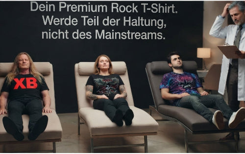 Psychologische Analyse von T-Shirt Trägern mit dem klaren Marken-Statement auf der Wand: Dein Premium Rock T-Shirt. Werde Teil der Haltung, nicht des Mainstream.