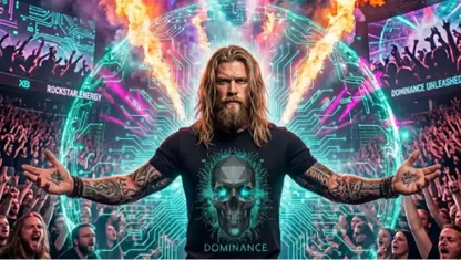 Rockstar zwischen Fans trägt Premium Rock T-Shirt mit komplexem Skull-Design von XB aus 100% gekämmter Baumwolle und Öko-Tex zertifizierten Farben.