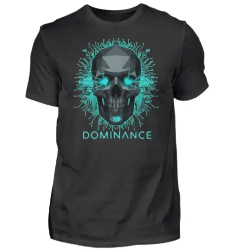 Schwarzes Premium Rock T-Shirt für Männer aus 100% gekämmter Baumwolle mit komplexem Skull Design aus Öko-Tex zertifizierten Farben.