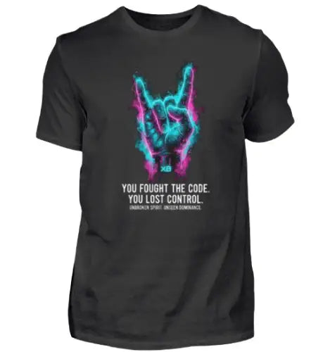 Schwarzes Premium Rock T-Shirt für Männer aus 100% gekämmter Baumwolle  mit komplexem Hand Design aus Öko-Tex zertifizierten Farben.