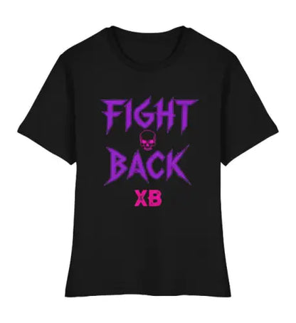  Premium Rock T-Shirt für Frauen mit Fight Back Design Violett.