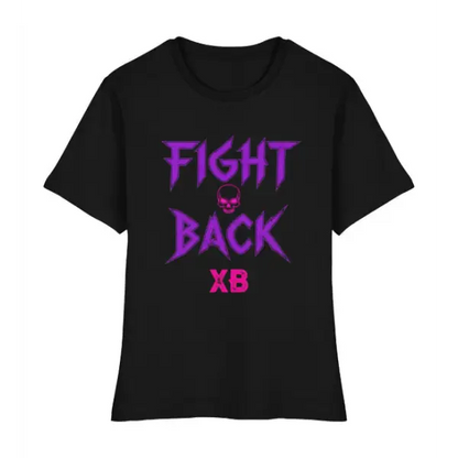 Rock T-Shirt für Frauen mit Fight Back Design Violett.