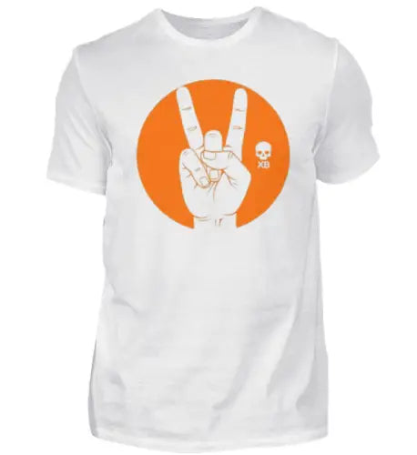 Premium  Rock T-Shirt für Männer mit hochwertigem Druck, Teufels-Hörner-Hand.