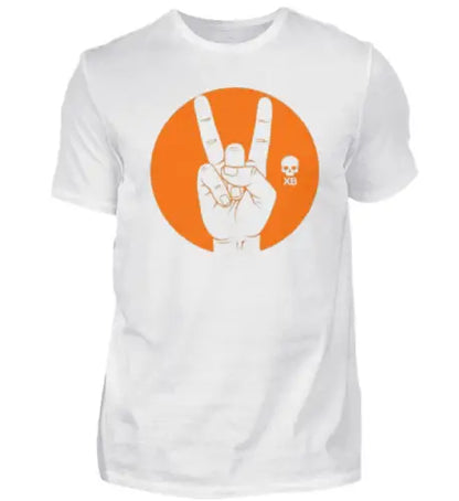 Premium  Rock T-Shirt für Männer mit hochwertigem Druck, Teufels-Hörner-Hand.